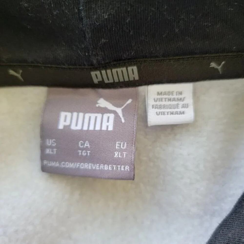 PUMA Hoodie Sweatshirt Mens XLT Gray Black Logo Pullover Long Sleeve - Picture 7 of 10